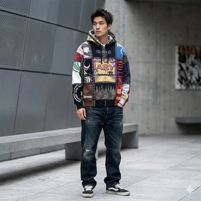 FW25 supreme number nine patchwork zip up hoodie M - Photo 1/4
