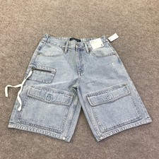 Aeropostale Shorts Mens Small Blue Denim Cargo Bermuda 11 Inseam Light Wash