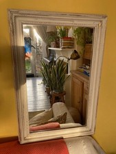 white wooden framed vintage mirror 40cm x 60cm