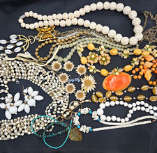 Vintage 1.75 lbs Mixed Costume Jewelry Lot 13 Necklaces 4 Earring sets