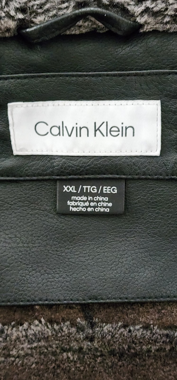 Calvin Klein Bomber Jacket Mens 2X-L Aviator Faux Leather Sherpa Lined Full Zip image 7