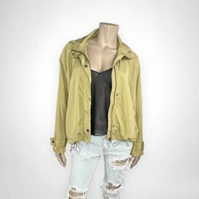 LOVE TREE Large Olive Green Lightweight Jacket with Hoodie Transitional Fall