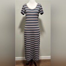 Women's Loft Multicolor Striped Shimmer Dress, Pink/Blue, Size XL, Pre-owned