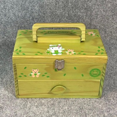 Hello Kitty Fairy Wooden Sewing Box Green Sanrio Retro Storage Case Used Japan