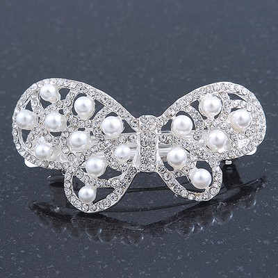 Braut Hochzeit Abschlussball silberfarben simulierte Perle Diamant ''asymmetrisch