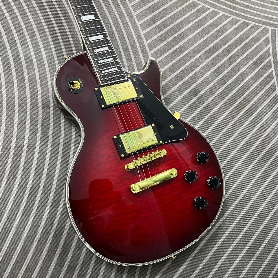 Guitarra Eléctrica LP Personalizada Diapasón de Palisandro DORADO Herrajes Pastillas HH Foto 2 de 4