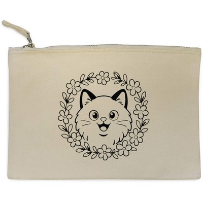 Canvas-Clutch/Zubehörkoffer 'Ragdoll Cat Floral Frame' (CL00048780)