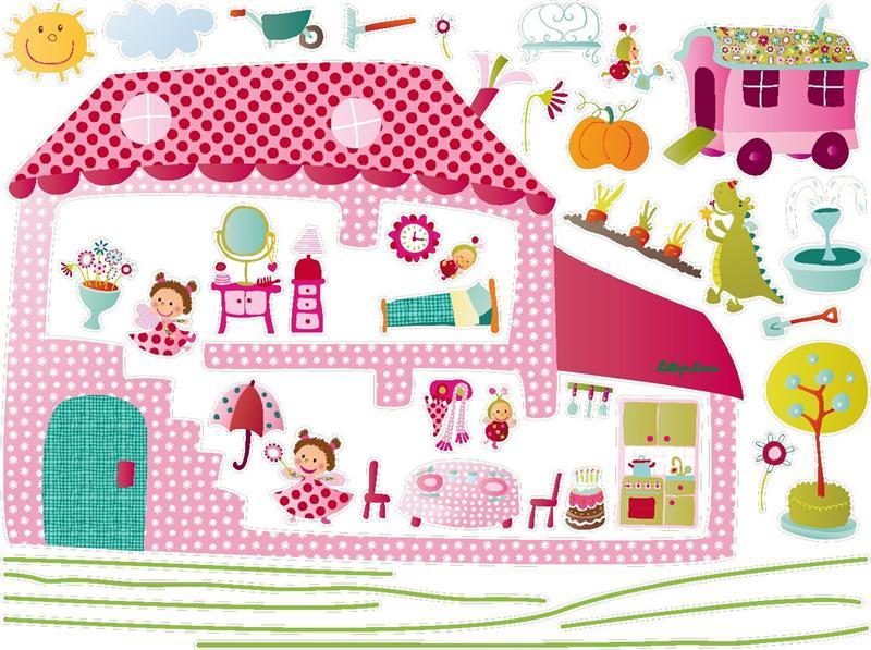 Stickers muraux de decoration pour chambre de fille theme Liz Lilliputiens