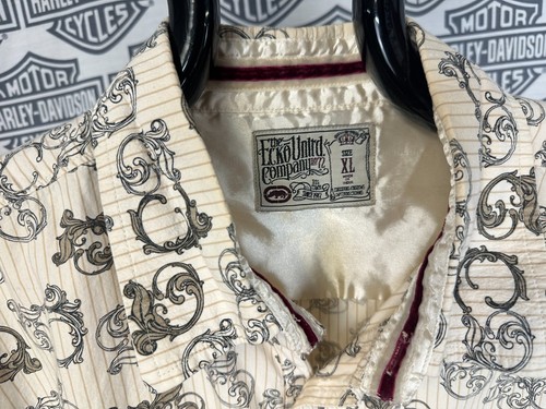 Vintage Y2K Ecko Unltd Paisley Style Langarm gestreiftes Hemd mit Knopfleiste Gr. XL - Bild 5 von 8