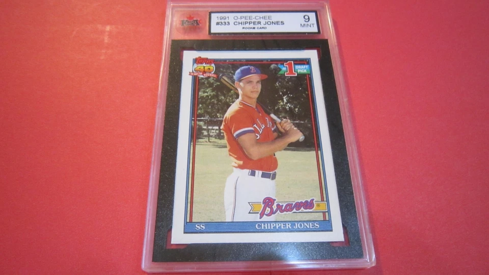 1991 O-PEE-CHEE Chipper Jones HOF ROOKIE RC #333 KSA 9 MINT - Image 3 of 4