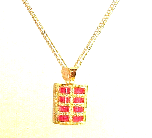 Women's Ruby & White Topaz 18KT Gold Filled 17" Chain Necklace (#776) NWOT - Picture 5 of 6