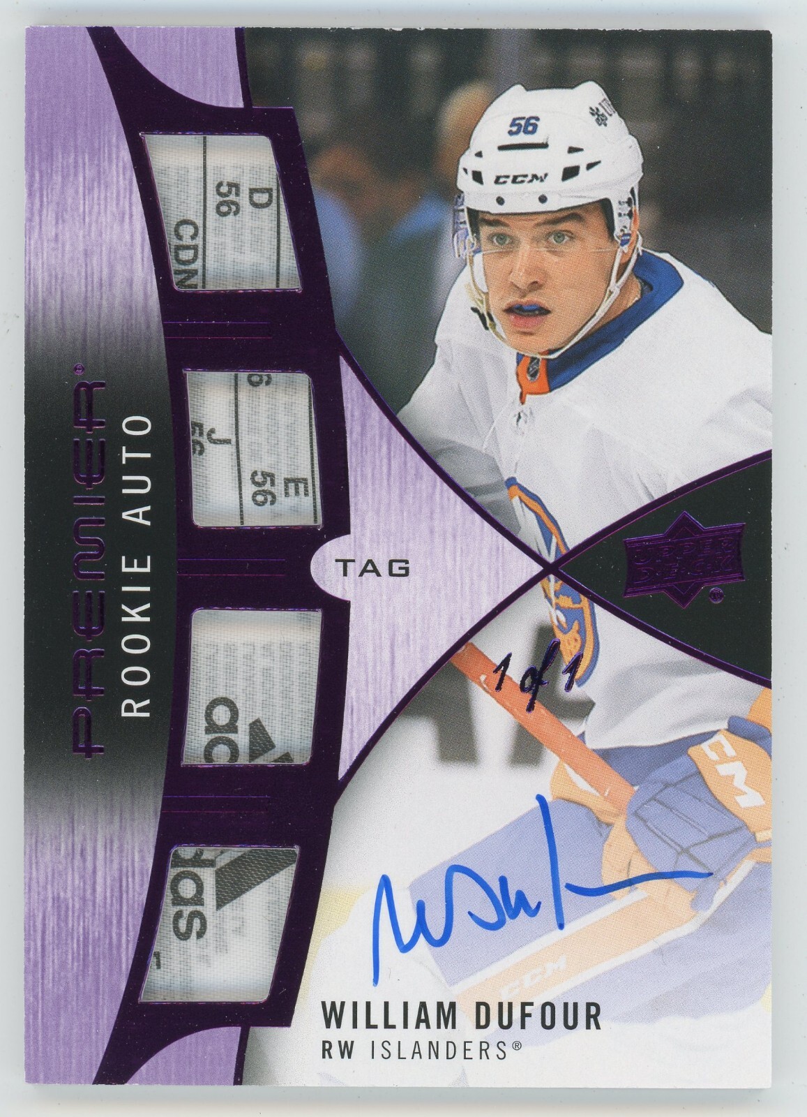 2023-24 Upper Deck Premier Rookie Autograph Tag Patch William Dufour 1/1