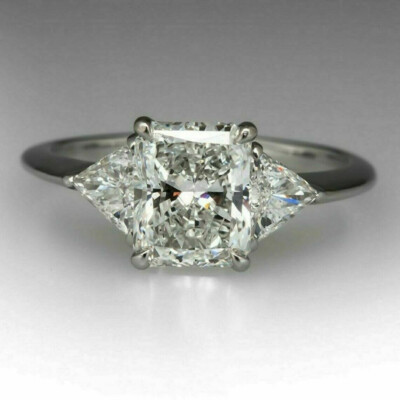 3,65 Kt Radiant Diamant Trauring Drei Stein Ring Verlobungsring Weißgold-Finish