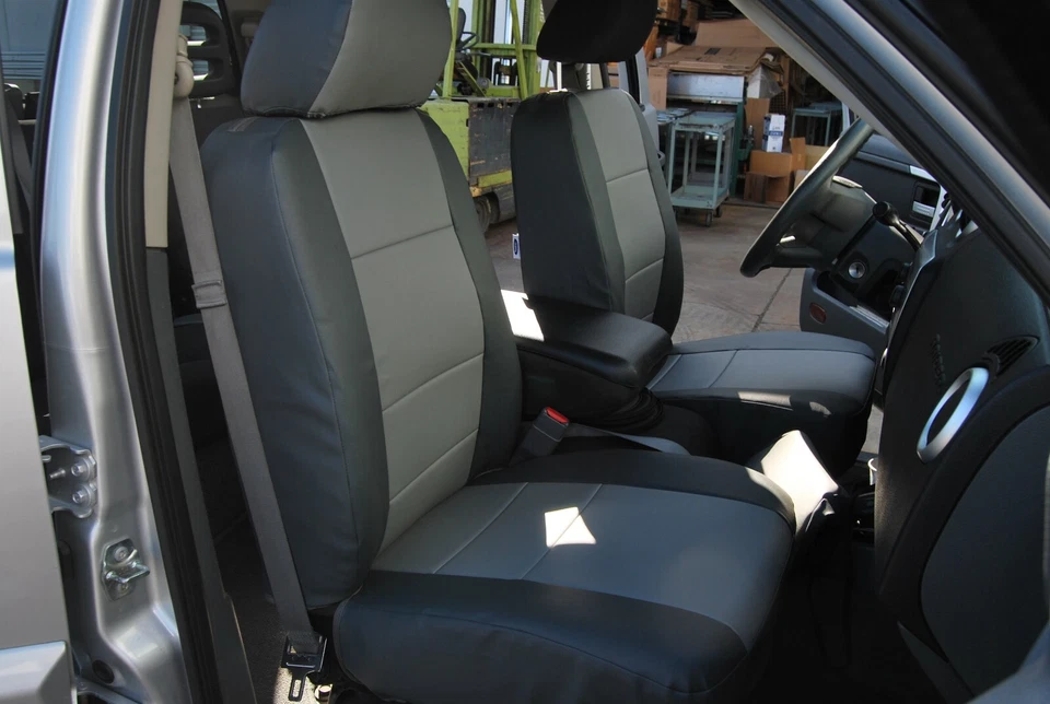 PARA MITSUBISHI RAIDER 2006-2009 IGGEE S. CUERO AJUSTE PERSONALIZADO 2 FUNDAS ASIENTO DELANTERO Foto 4 de 4
