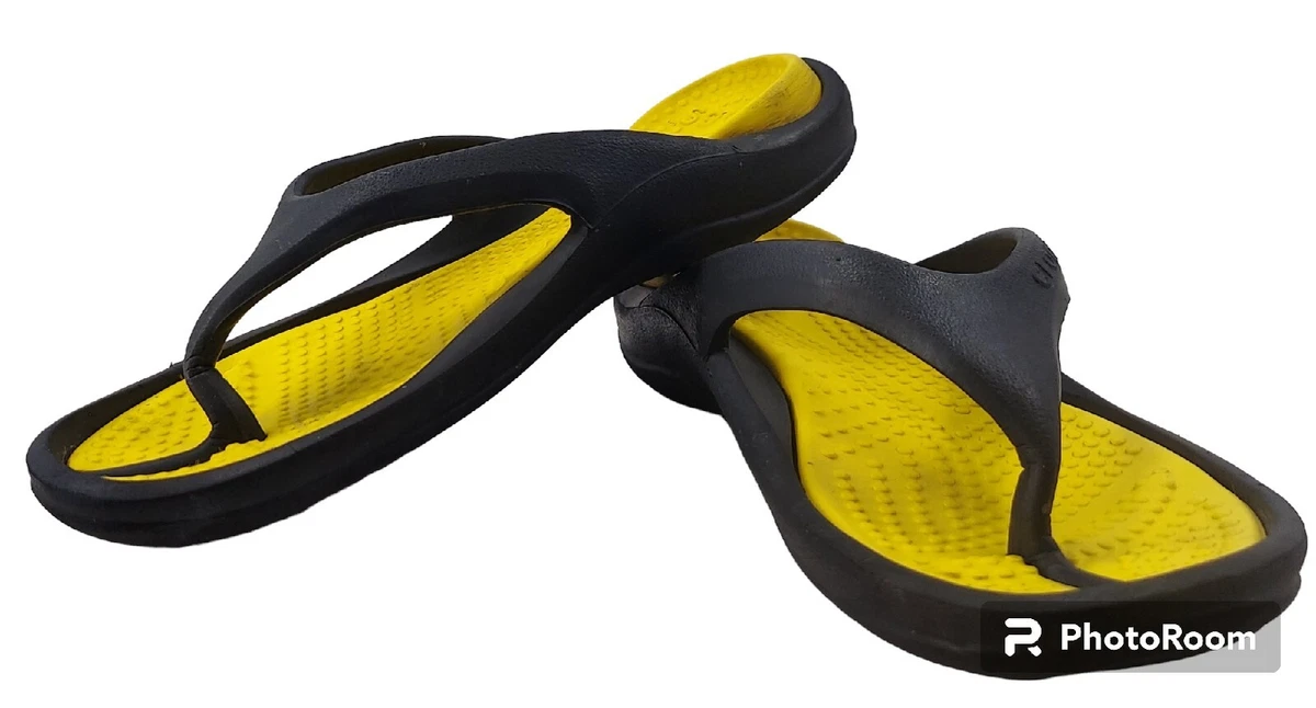 Crocs flip flops sandals size Men 6 Women 8 black yellow eBay