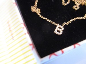 Authentic Sugar Bean Jewelry - “B” Initial Studded Pendant Gold Plated Sterling Necklace