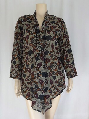 Plus J15 Black ABstract Floral Sheer Poly Cover Up Jacket Summer Floral B: 56 2X