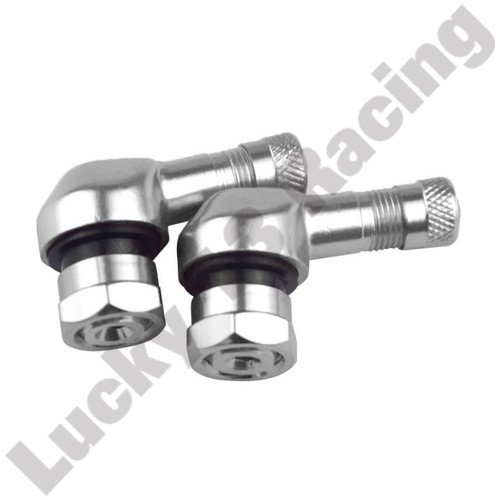 FIR aluminium tyre valve x2 90 degree angle Silver 11.3mm motorcycle tyre valve - Picture 3 of 3