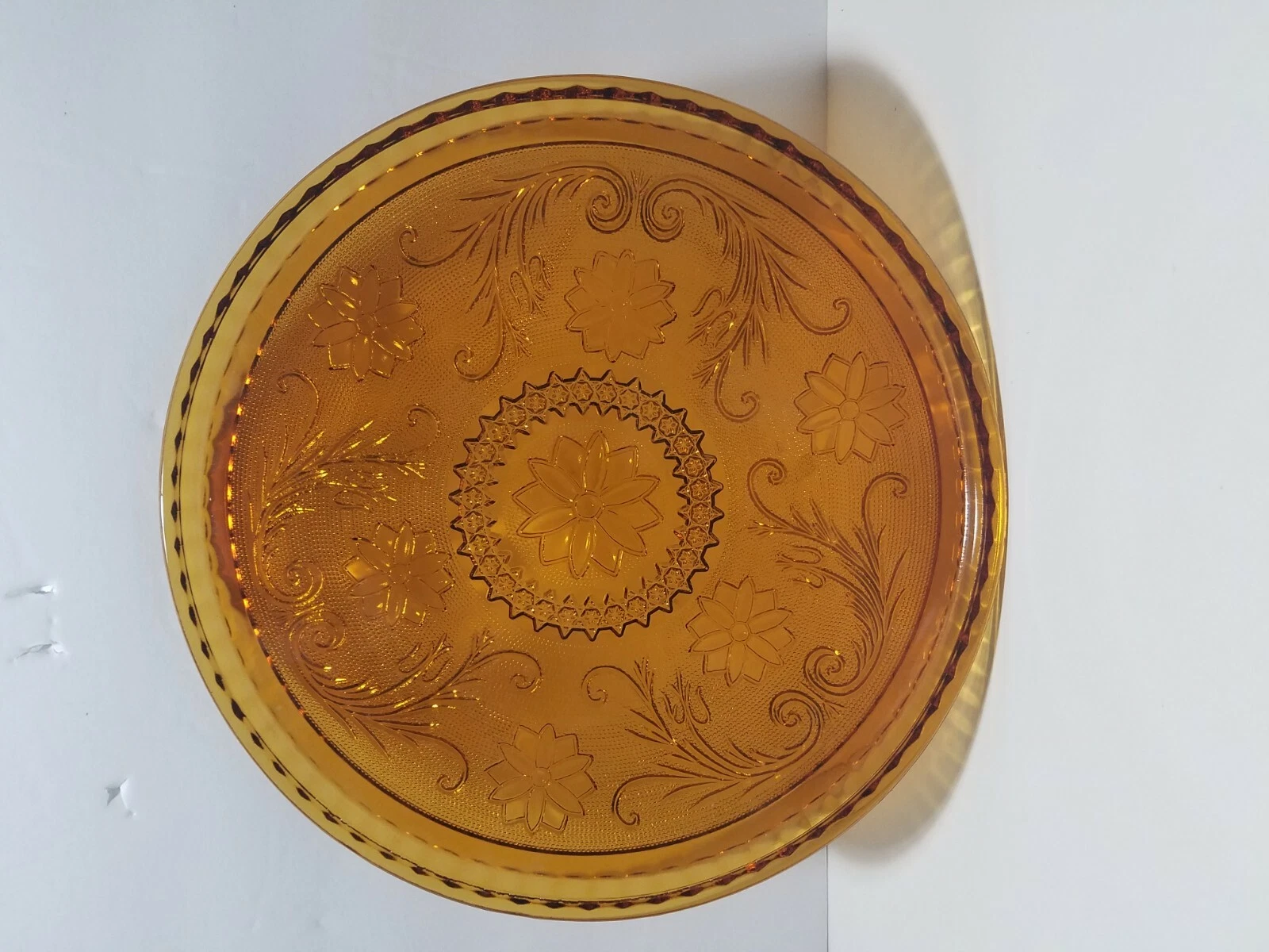 Vintage Tiara by Indiana Glass Serving Plate Platter Sandwich Amber 10 1/4"