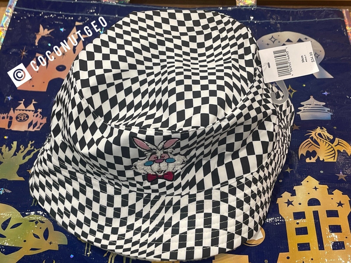 Disney Parks Alice in Wonderland Bucket Hat Warped Checker White Rabbit NWT Alice in Wonderland D23 Expo Exclusive Merchandise and New  main image 3