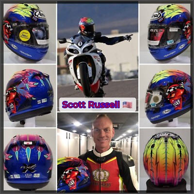 Arai Rx 7x Scott Russell Blue 1x (M) & 2x (L) Left | FIA Approved