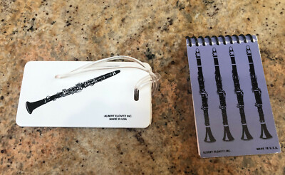 VINTAGE ALBERT ELOVITZ MUSIC DESIGN INSTRUMENT CASE LUGGAGE TAG- CLARINET 
