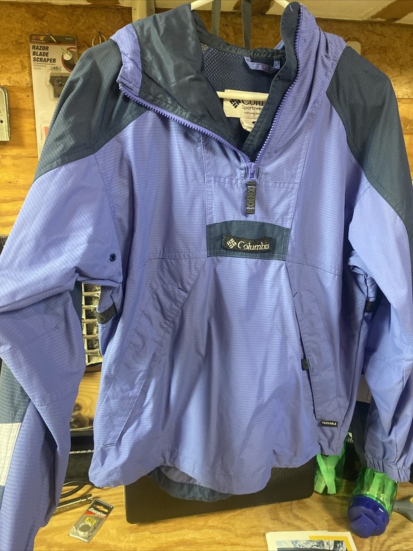 Columbia Jacket Women’s Medium Blue Packable Pullover Raincoat Lightweight