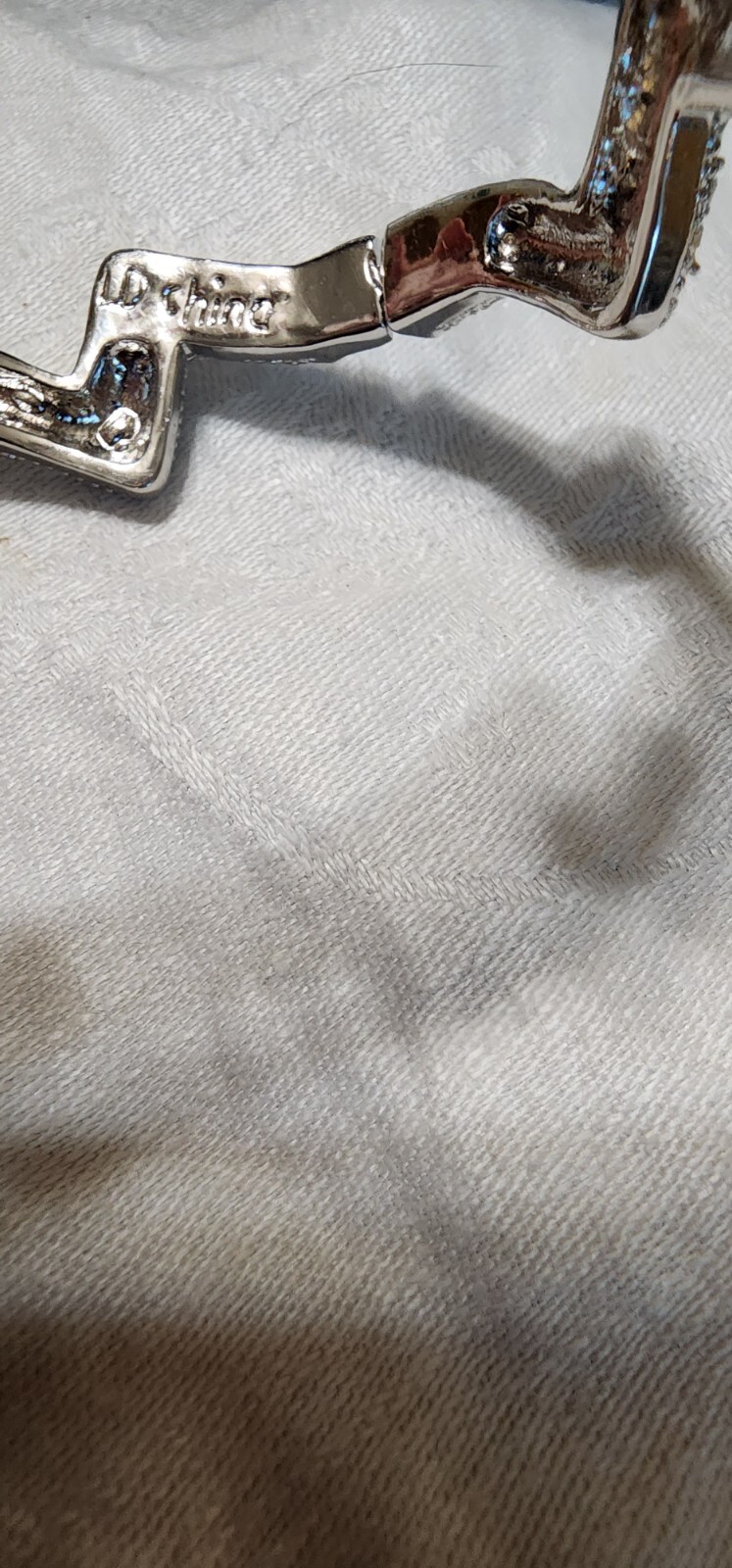 Rhinestone Silvertone Cuff Wave Hinged Bracelet - image 3