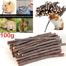 Apple Wood Chew Toy Sticks for Rabbits Hamsters Chinchilla Teeth Grinding 100g