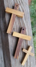 3 Olive Wood Crosses from Jerusalem New Old Stock 1970s
