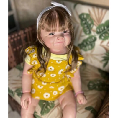 28inch Artist Finished Reborn Baby Doll Hand-Rooted Hair Toddler Girl Toy Gift