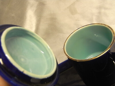 Service Nécessaire Fumeur Vintage En Faïence Bleue - Sèvres Cobalt & Sarreguemines - Rare