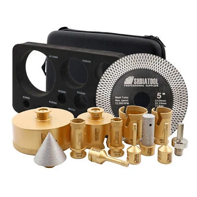 SHDIATOOL M14 Diamant Fliesenbohrer Set Bohrkronen Diascheibe Winkelschleifer 6-110mm/13pc