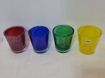 Reed & Barton Miller Rogaska Rainbow Stardust  Blown Glass Tumblers Set Of 4