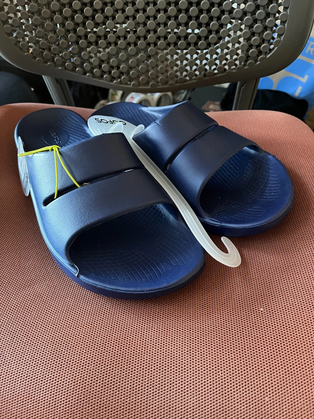 OOFOS Ooahh Slide Recovery Comfort Sport Sandal Navy Blue Mens Size 13 NEW