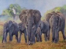 The Matriarch - Limited Edition Elephant and Egret Wildlife - African Safari