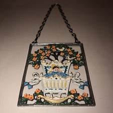 Kuhn Zinn Pewter Wall Art Hanging Baby GIRL Newborn Nursery Painted Tree Flowers