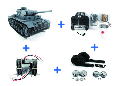 1/16 Henglong 7.0 3848 Panzer III RTR RC Tank IR 360 Rotate Metal Steal Gearbox