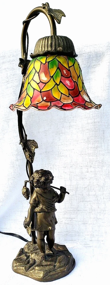 Detailed Bronze Sculpture Bacchus or Putti Boy Grape Harvester,Statue Table Lamp - Image 4 of 4