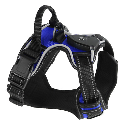 No Pull Dog Harness with LED Lights Adjustable Straps Vest Reflective S M L XL