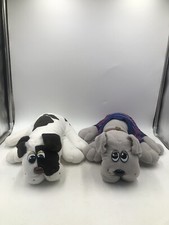 1985 Tonka Pound Puppies Gray White w/Brown Spots Plush Dog 16  Set Of 2