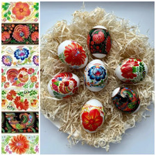 Easter Egg Wraps, Heat Shrink Sleeves, 1 Strip for 7 Eggs, Petrykivka Painting