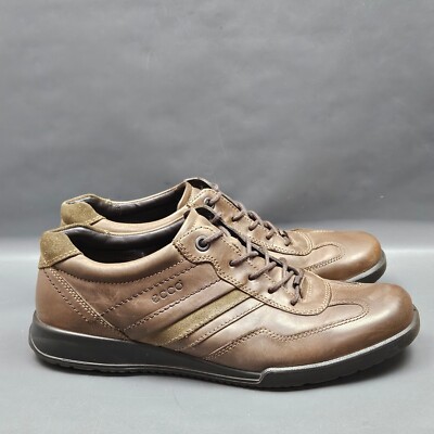 Ecco Mens Shoes Size 10 Brown Leather Casual Low Top Comfort Oxford Sneakers