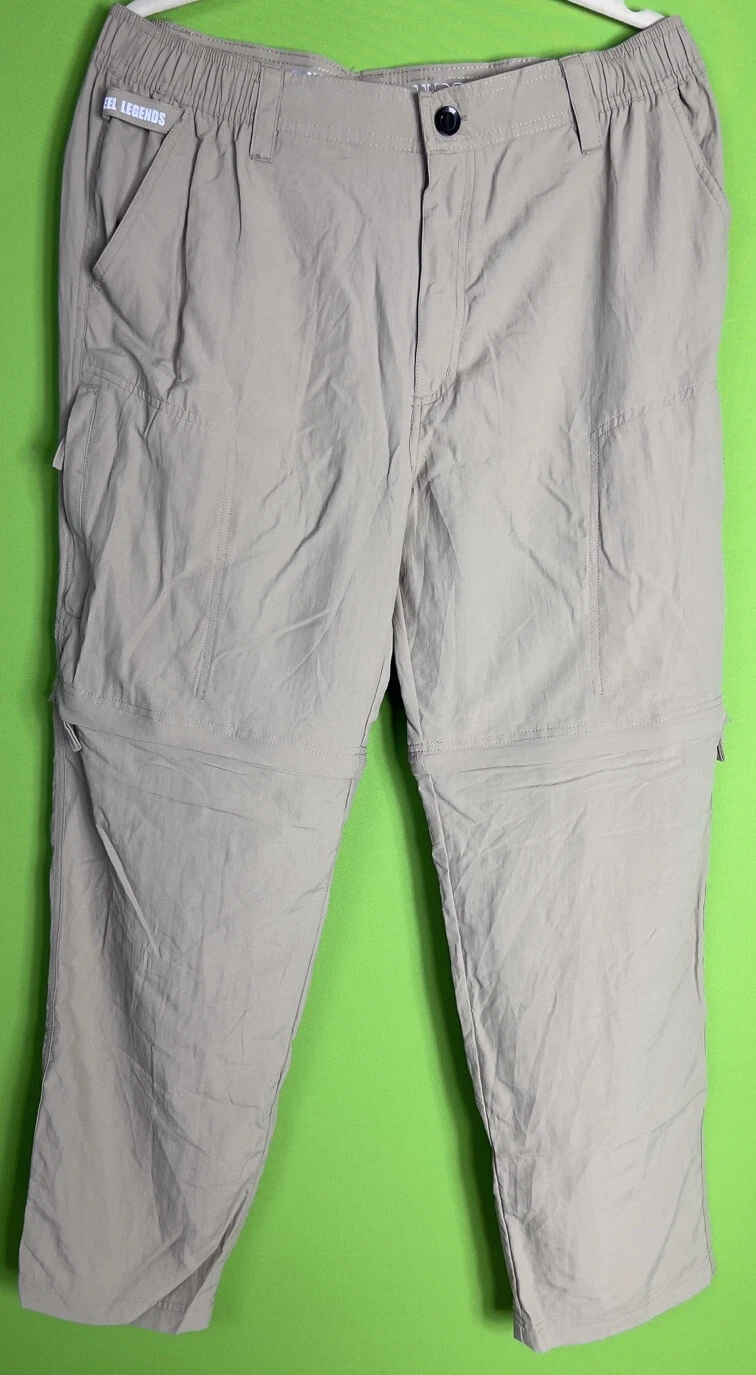 Reel Legends 30”Chinchilla Convertible Zip Off Khaki Fishing Pants Size L