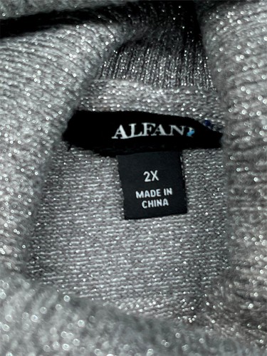 Alfani Women's Faux Fur Cuff Turtleneck Sweater Metallic Tricolor Plus Size 2X - Picture 7 of 9