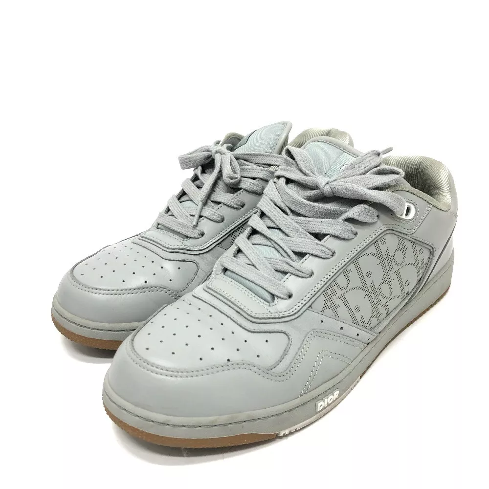 Baskets Dior 3SN242 Trotter Punching coupe basse cuir gris