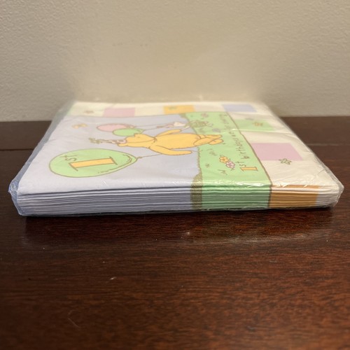 Vintage NIP Classic Pooh 1st Birthday Napkins Hallmark Brand Full Size 16 Count - Picture 4 of 6