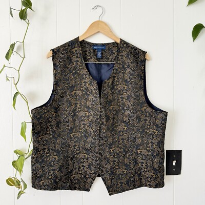 Vintage Karen Scott Woven Jacquard Tapestry Renaissance Bohemian Vest Size XL