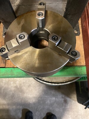 10'' 3 JAW SELF CENTERING CHUCK, 3'' HOLE THRU, SIX 1'' PINS, 7/8'' LONG PINS.