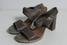 Clarks Artisan Womens Block Heel Ankle Strap Leather Shoes Khaki - Size 5 (ba38)